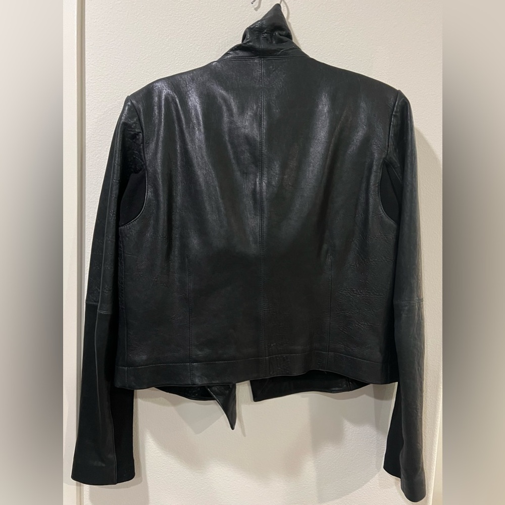 RESERVED LISTING Veda Black Leather Jacket Max Classic Large L Lambskin Moto - Picture 8 of 15